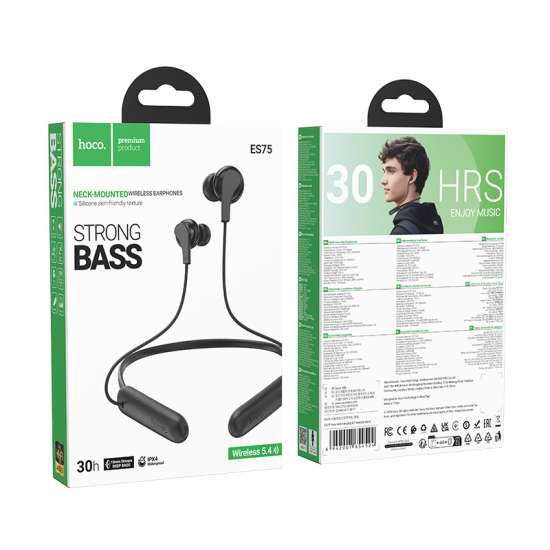 HOCO. Wireless Sport ES75 Headphones with Microphone (BT v5.4) - Black