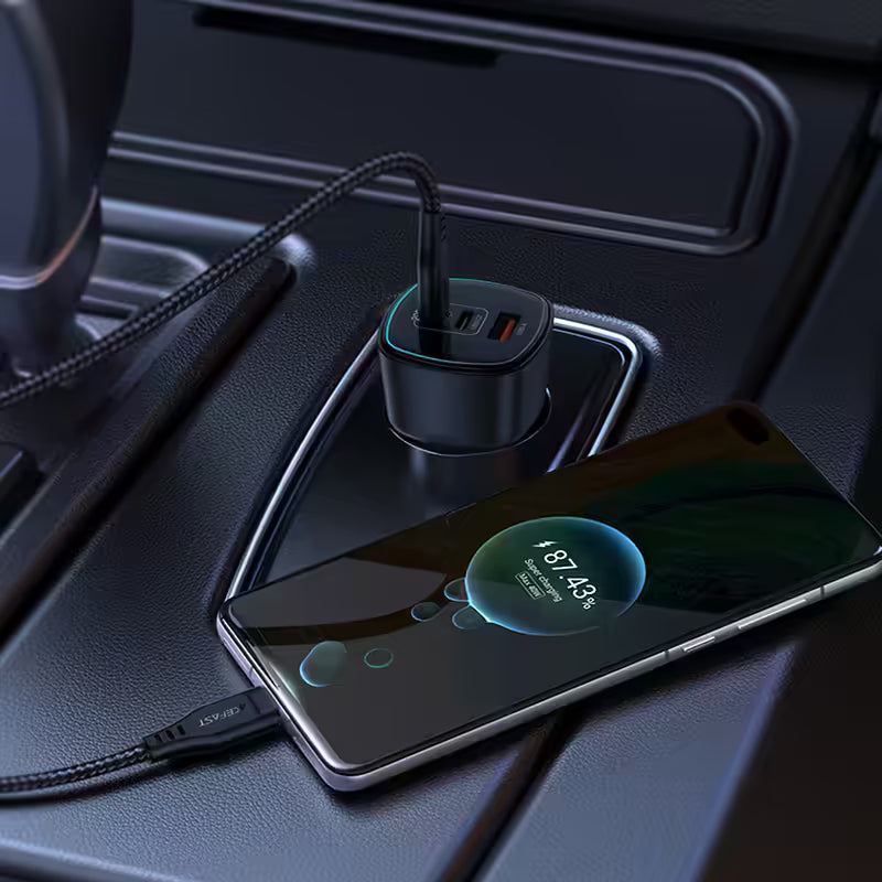 ACEFAST B18 200W 3-Port Car Charger (2× USB-C + USB-A)