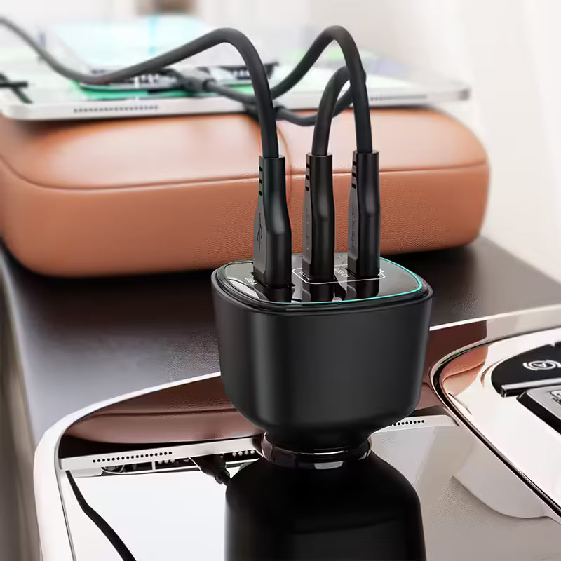 ACEFAST B18 200W 3-Port Car Charger (2× USB-C + USB-A)