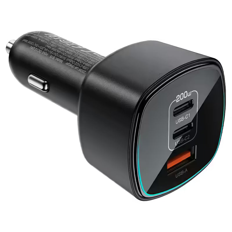 ACEFAST B18 200W 3-Port Car Charger (2× USB-C + USB-A)