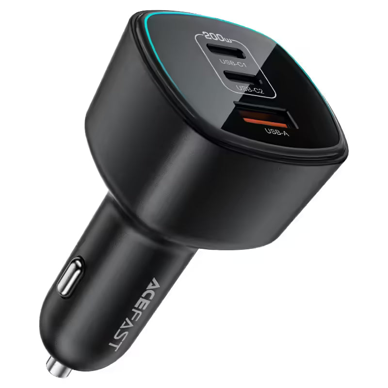 ACEFAST B18 200W 3-Port Car Charger (2× USB-C + USB-A)
