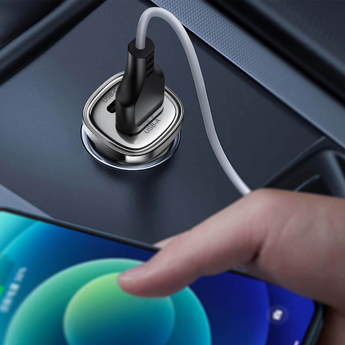 Fast Charge Car Charger B19 30W (1xUSB-C + 1xUSB-A)