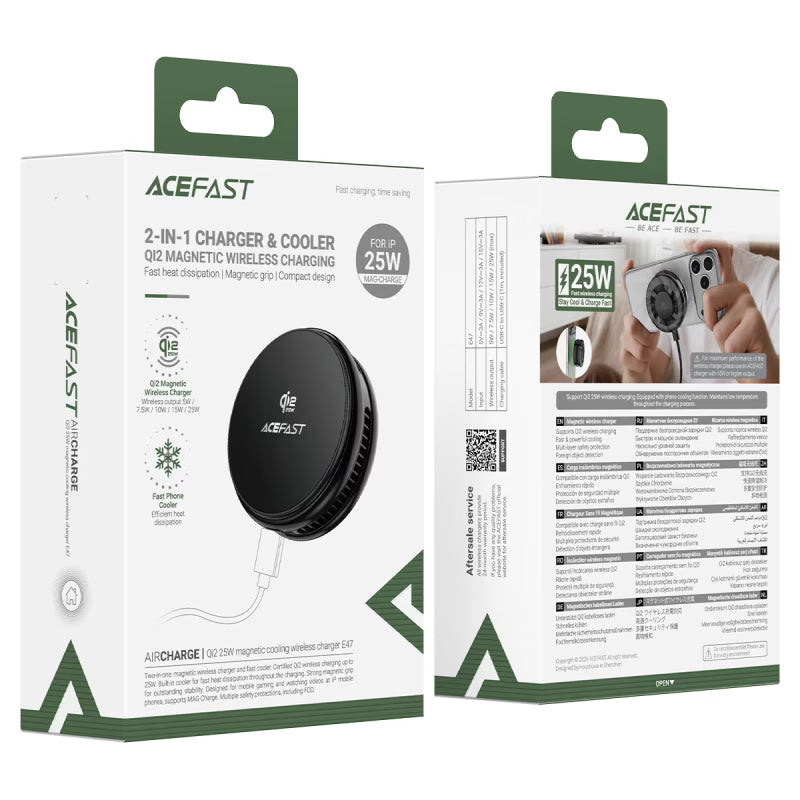 ACEFAST E47 Qi2 Magnetic Wireless Charger with Phone Cooler (25W)